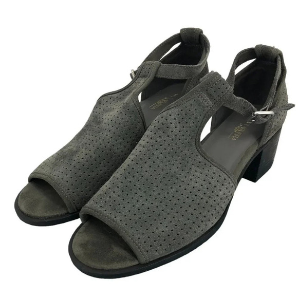 Koolaburra By UGG Grey Ashlyn Perforated Suede Heeled Sandals Amphora size 11 - Picture 16 of 16